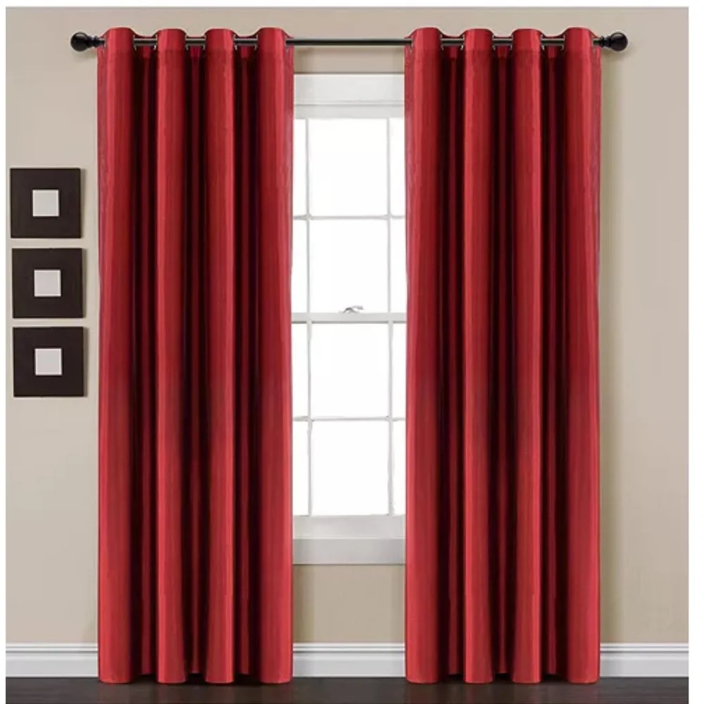 Lush Decor - Red Insulated Grommet 100% Blackout Faux Silk Window Curtain Panel